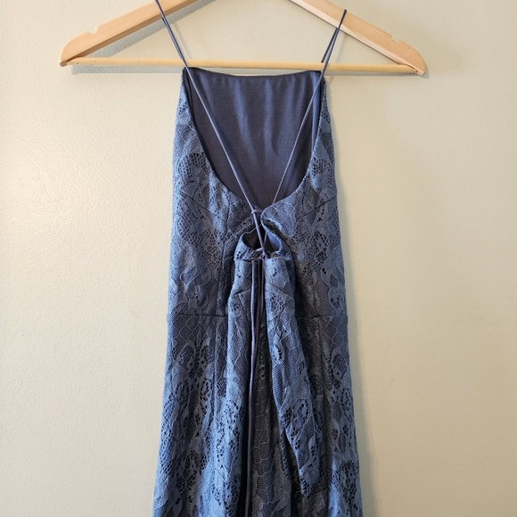 Two Sisters Shimmy Cocktail Spaghetti  Straps Tassel Mini Dress Steel Blue Sz 6. - Picture 15 of 16
